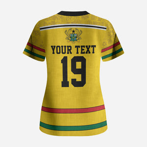 Custom World Football 2026 Ghana Scrub Top Black Star Adinkra Heritage Yellow Version