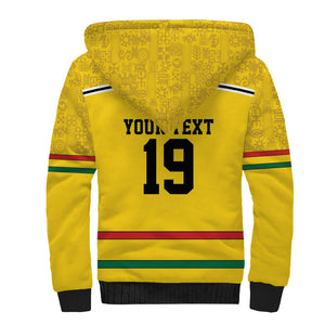 Custom World Football 2026 Ghana Sherpa Hoodie Black Star Adinkra Heritage Yellow Version