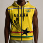Custom World Football 2026 Ghana Sleeveless Zip Hoodie Black Star Adinkra Heritage Yellow Version