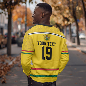 Custom World Football 2026 Ghana Sweatshirt Black Star Adinkra Heritage Yellow Version