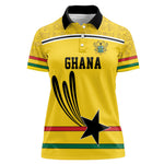 Custom World Football 2026 Ghana Women Polo Shirt Black Star Adinkra Heritage Yellow Version