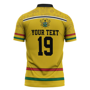 Custom World Football 2026 Ghana Zipper Polo Shirt Black Star Adinkra Heritage Yellow Version