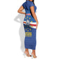 Cape Verde Football 2026 Short Sleeve Bodycon Dress Historic First World Cup Appearance - African Pride