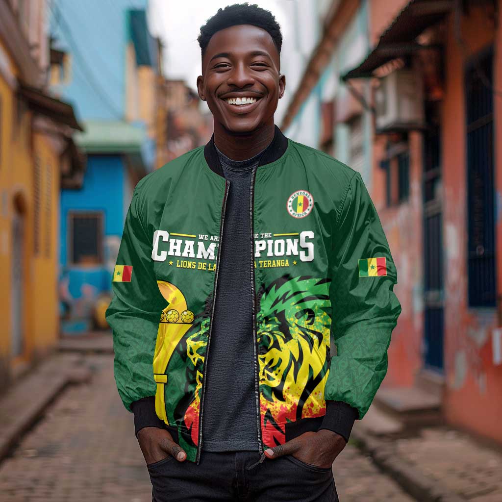 Senegal Football Champions Custom Bomber Jacket Lions of Teranga Rise