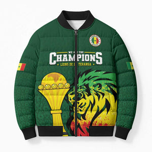 Senegal Football Champions Custom Bomber Puffer Jacket Lions of Teranga Rise