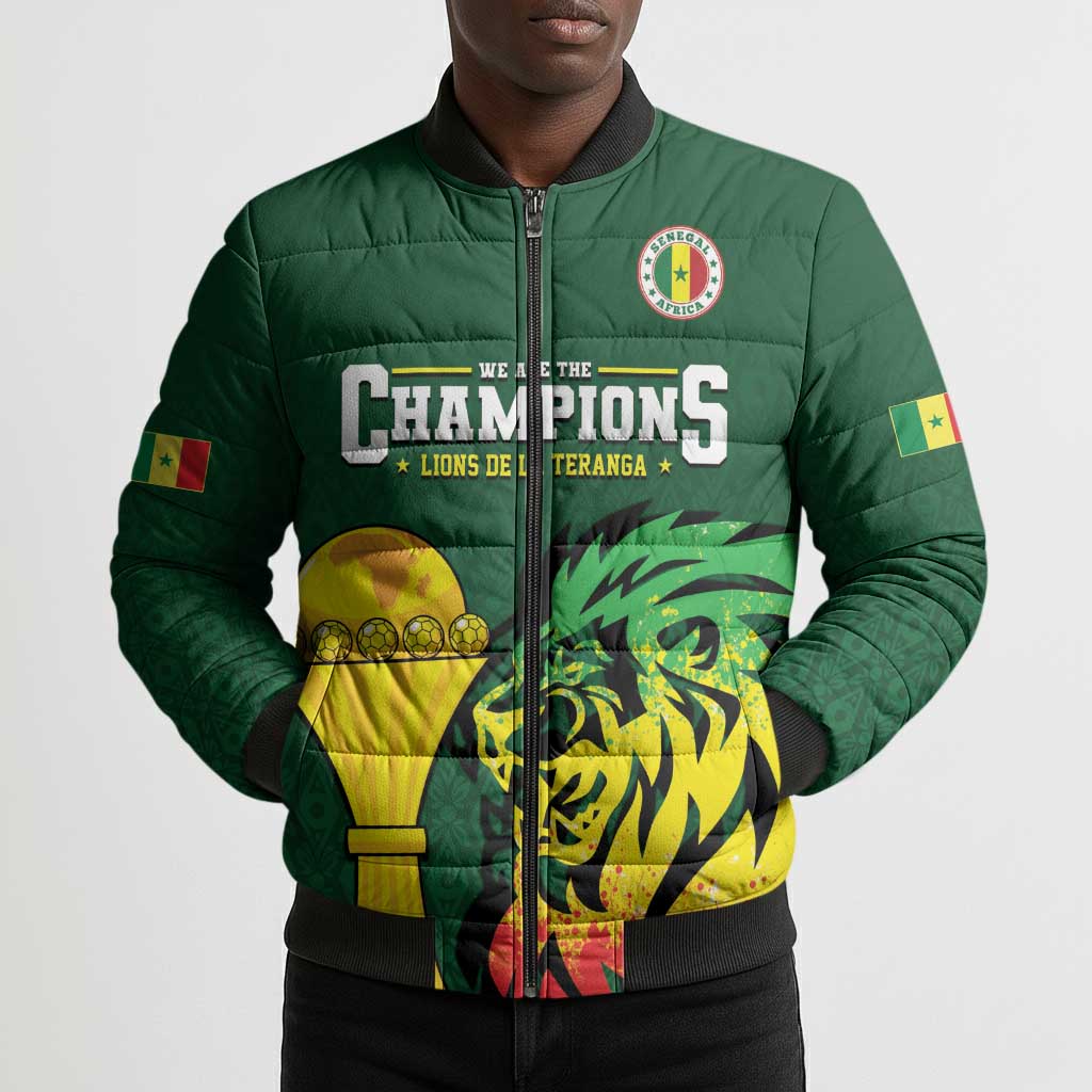 Senegal Football Champions Custom Bomber Puffer Jacket Lions of Teranga Rise