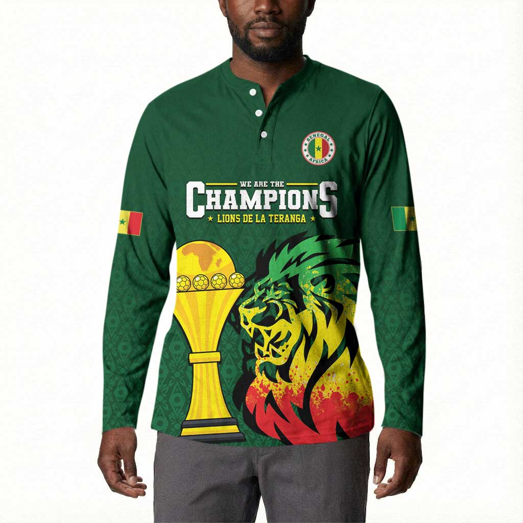 Senegal Football Champions Custom Button Sweatshirt Lions of Teranga Rise