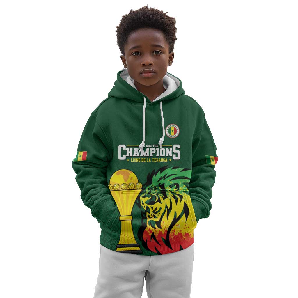 Senegal Football Champions Custom Kid Hoodie Lions of Teranga Rise