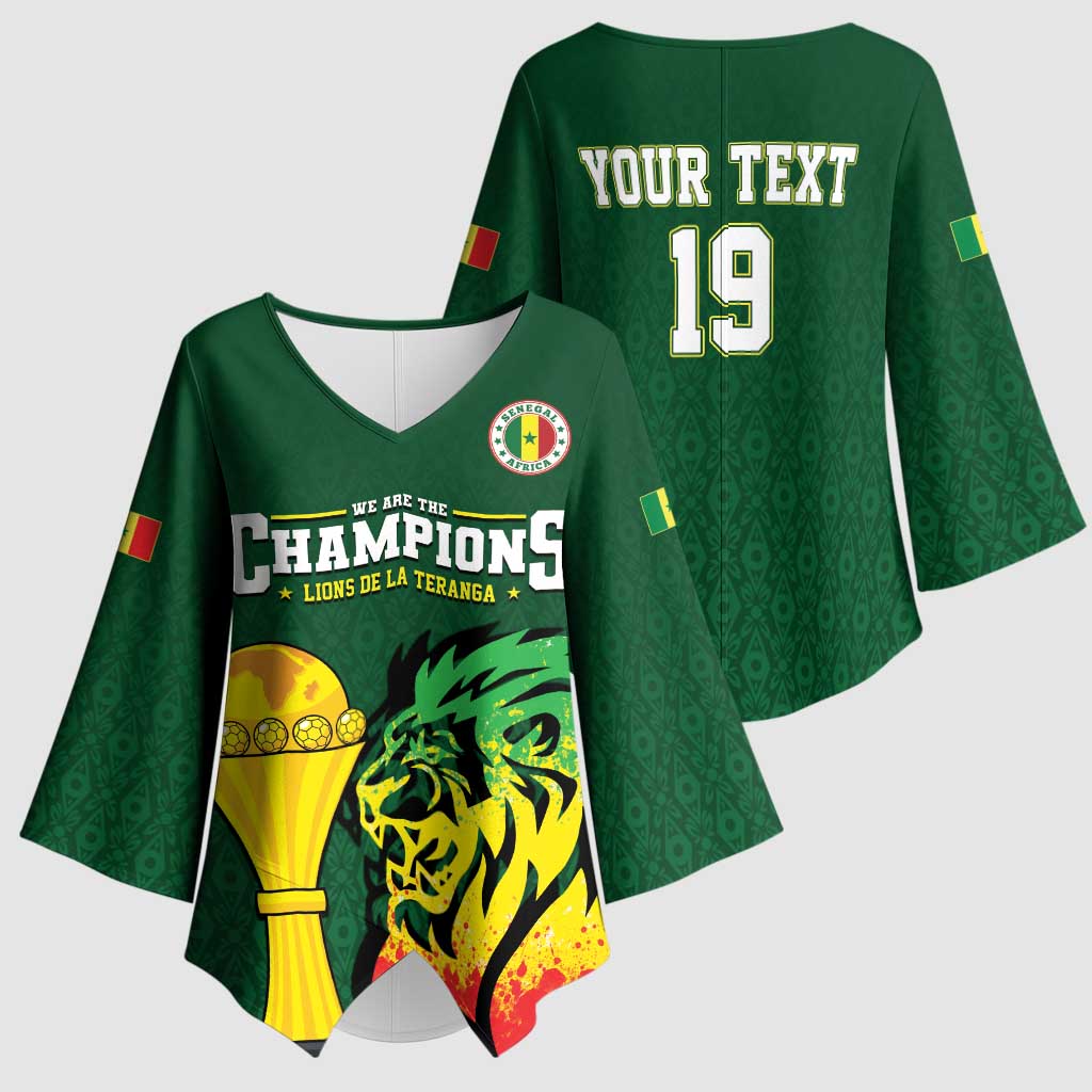 Senegal Football Champions Custom Kimono Sleeve Blouse Lions of Teranga Rise