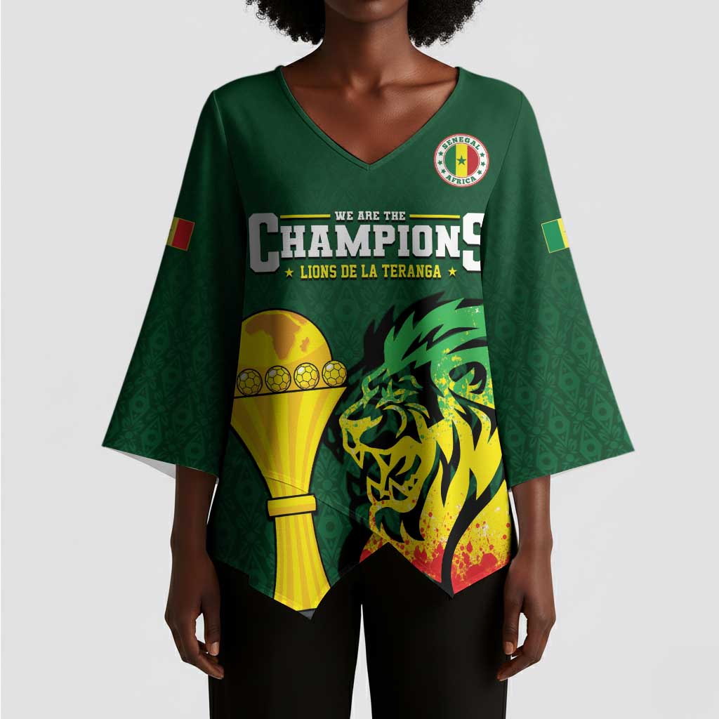 Senegal Football Champions Custom Kimono Sleeve Blouse Lions of Teranga Rise