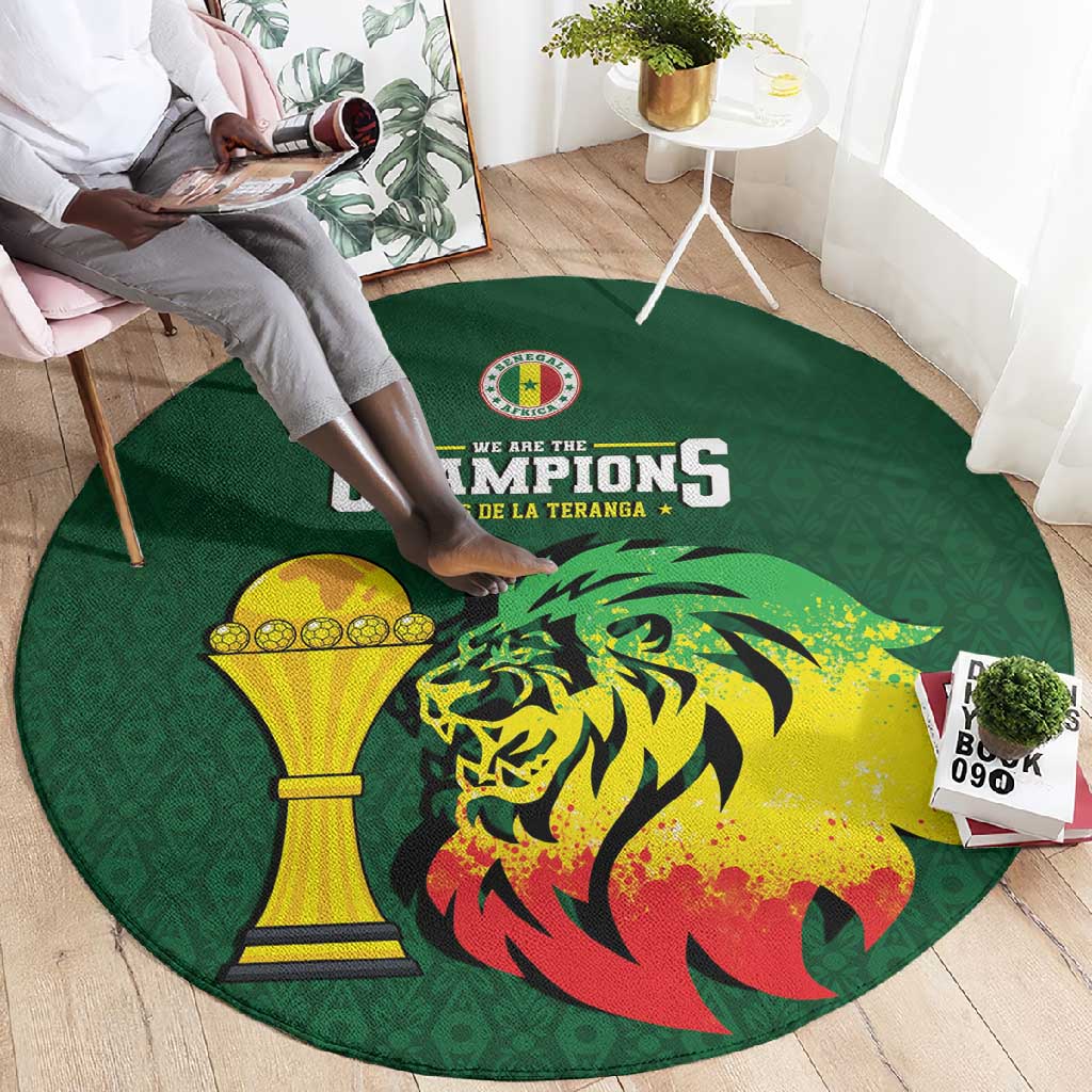 Senegal Football Champions Round Carpet Lions of Teranga Rise