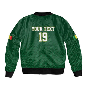 Senegal Football Champions Custom Sleeve Zip Bomber Jacket Lions of Teranga Rise