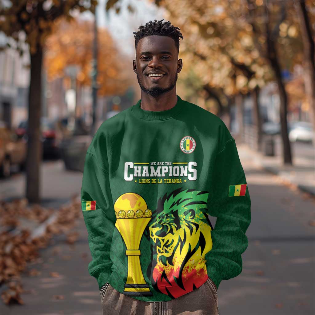 Senegal Football Champions Custom Sweatshirt Lions of Teranga Rise