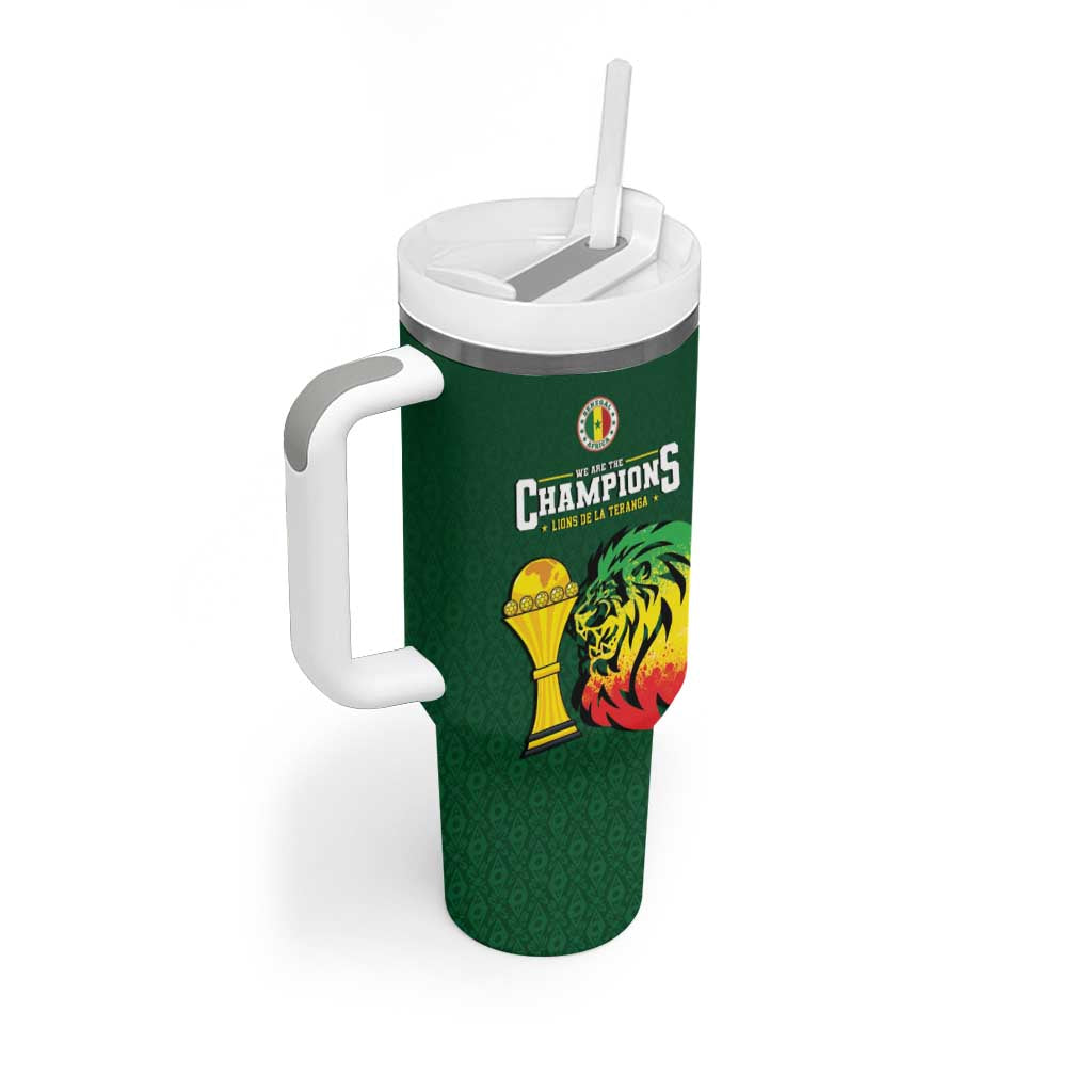 Senegal Football Champions Custom Tumbler With Handle Lions of Teranga Rise