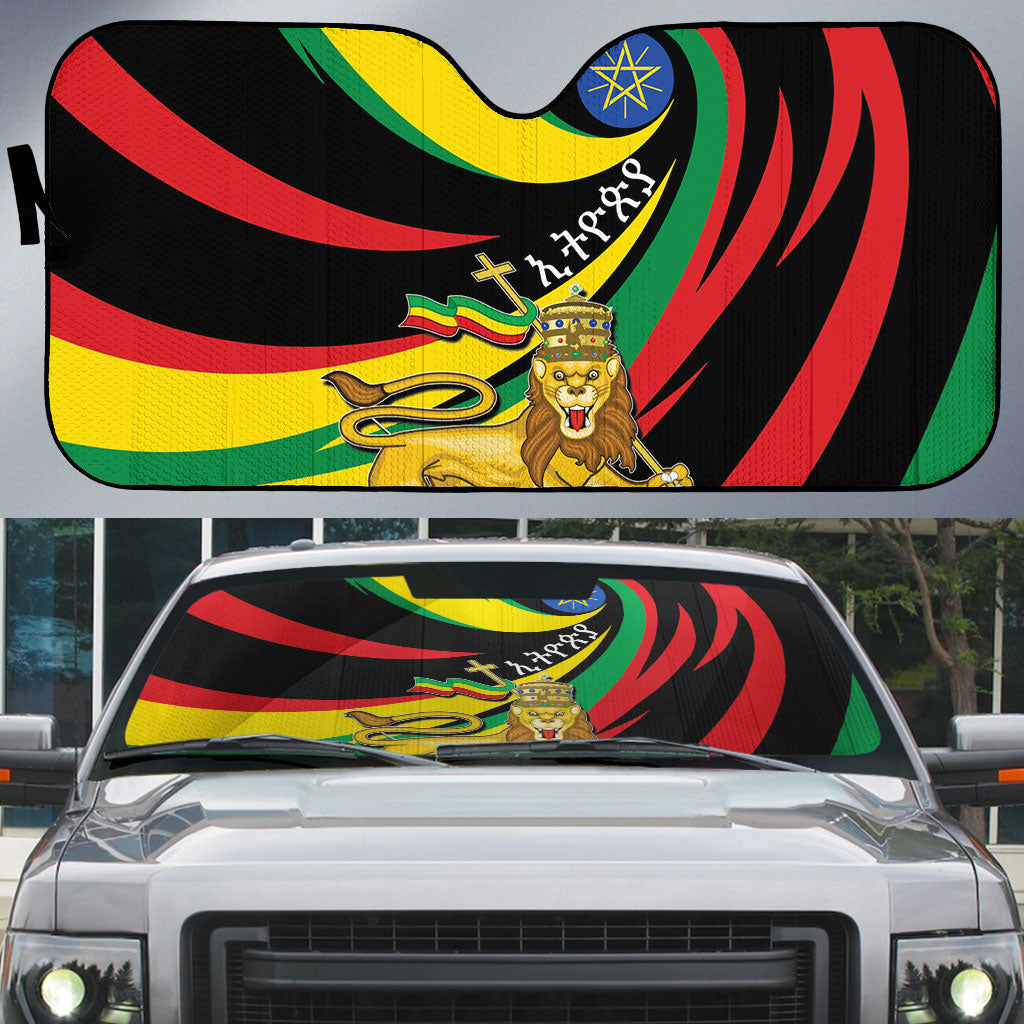 Ethiopia National Day 1991 Auto Sun Shade Habesha Lion Of Judah