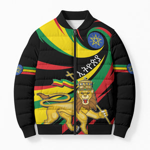 Ethiopia National Day 1991 Bomber Puffer Jacket Habesha Lion Of Judah