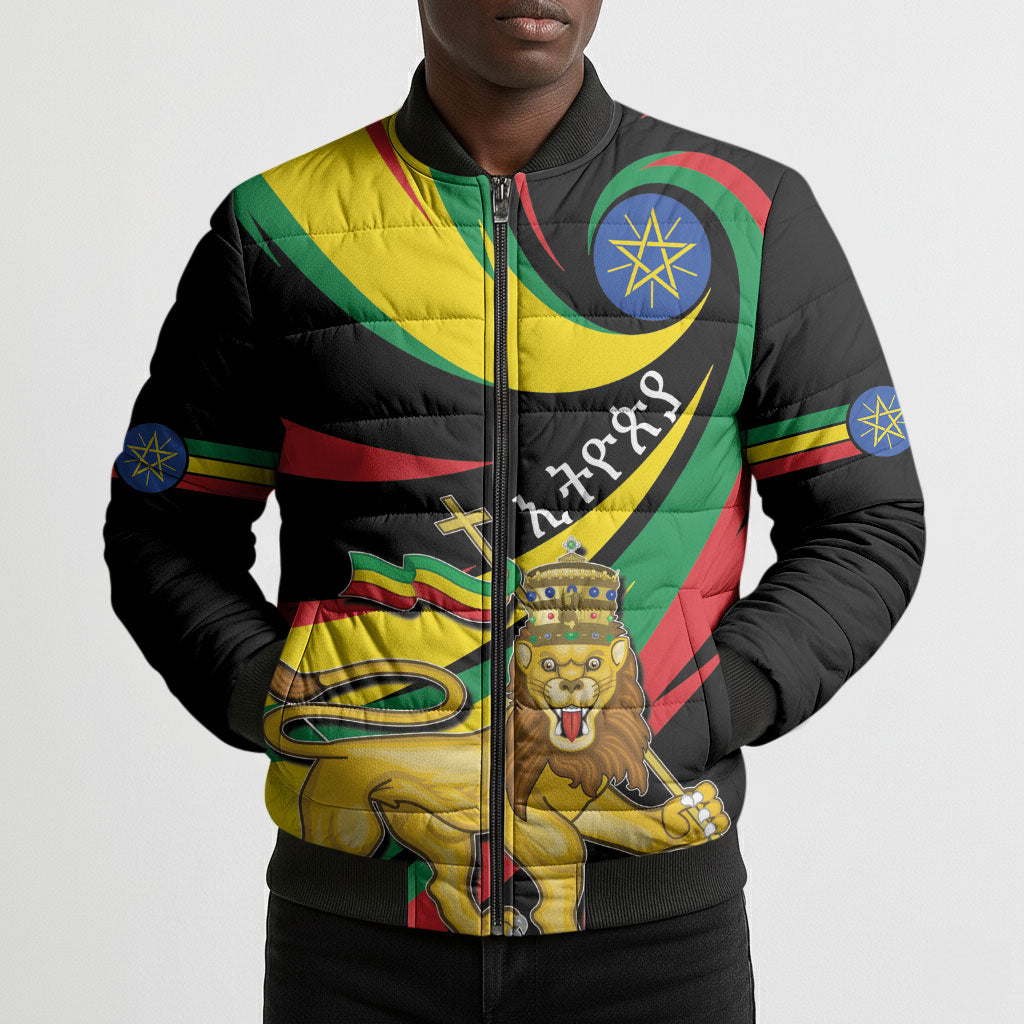 Ethiopia National Day 1991 Bomber Puffer Jacket Habesha Lion Of Judah