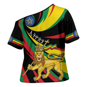 Ethiopia National Day 1991 Cross Shoulder Shirt Habesha Lion Of Judah