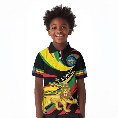 Ethiopia National Day 1991 Kid Polo Shirt Habesha Lion Of Judah