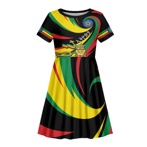 Ethiopia National Day 1991 Kid Short Sleeve Dress Habesha Lion Of Judah