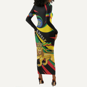 Ethiopia National Day 1991 Long Sleeve Bodycon Dress Habesha Lion Of Judah