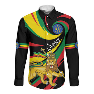 Ethiopia National Day 1991 Long Sleeve Button Shirt Habesha Lion Of Judah