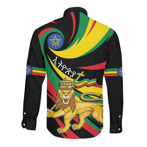 Ethiopia National Day 1991 Long Sleeve Button Shirt Habesha Lion Of Judah