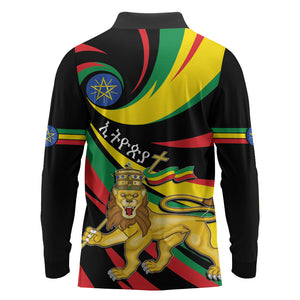 Ethiopia National Day 1991 Long Sleeve Polo Shirt Habesha Lion Of Judah