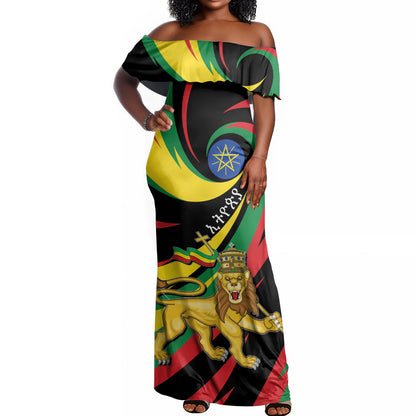 Ethiopia National Day 1991 Off Shoulder Maxi Dress Habesha Lion Of Judah