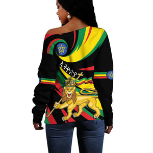 Ethiopia National Day 1991 Off Shoulder Sweater Habesha Lion Of Judah