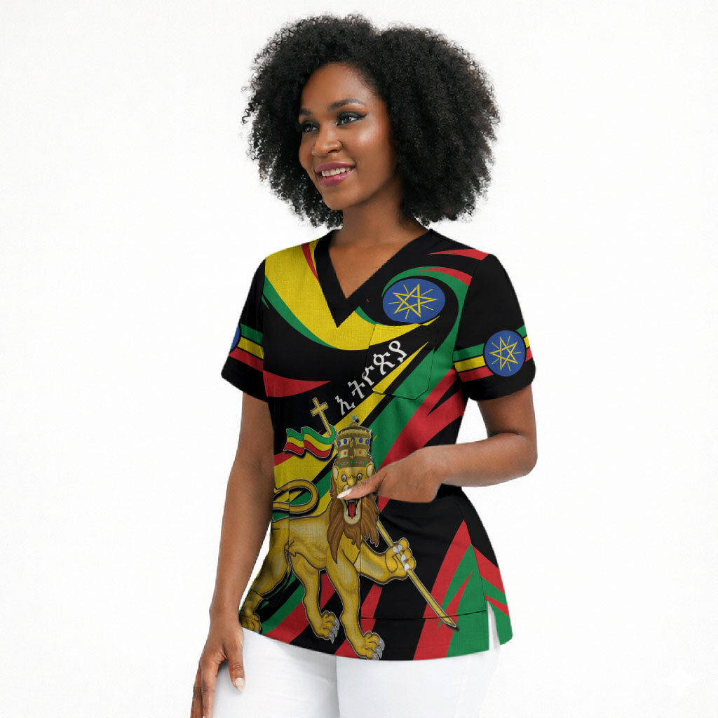 Ethiopia National Day 1991 Scrub Top Habesha Lion Of Judah