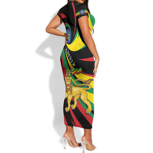 Ethiopia National Day 1991 Short Sleeve Bodycon Dress Habesha Lion Of Judah