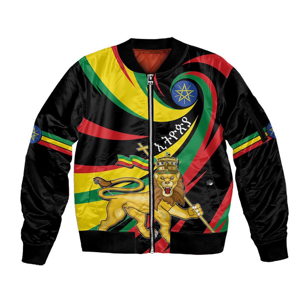 Ethiopia National Day 1991 Sleeve Zip Bomber Jacket Habesha Lion Of Judah