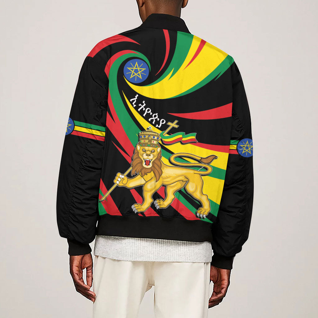 Ethiopia National Day 1991 Sleeve Zip Bomber Jacket Habesha Lion Of Judah