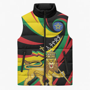 Ethiopia National Day 1991 Sleeveless Puffer Jacket Habesha Lion Of Judah
