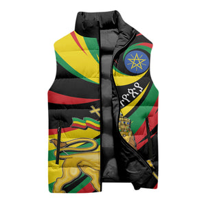 Ethiopia National Day 1991 Sleeveless Puffer Jacket Habesha Lion Of Judah