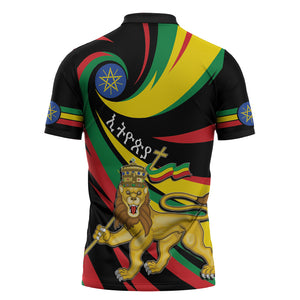 Ethiopia National Day 1991 Zipper Polo Shirt Habesha Lion Of Judah