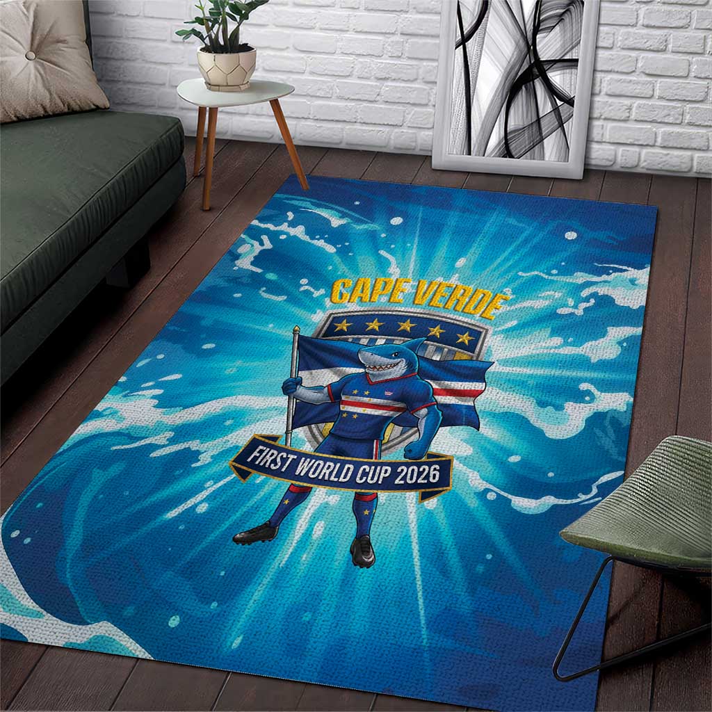 Blue Shark Cape Verde Football Area Rug First World Cup 2026 - African Pride