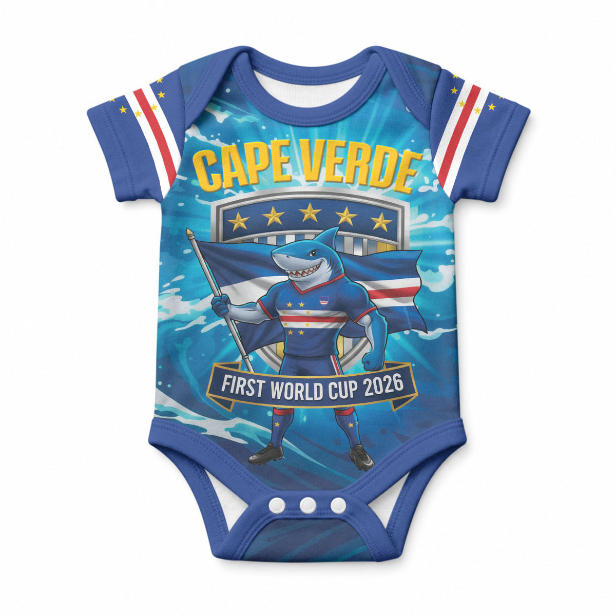 Blue Shark Cape Verde Football Baby Onesie First World Cup 2026
