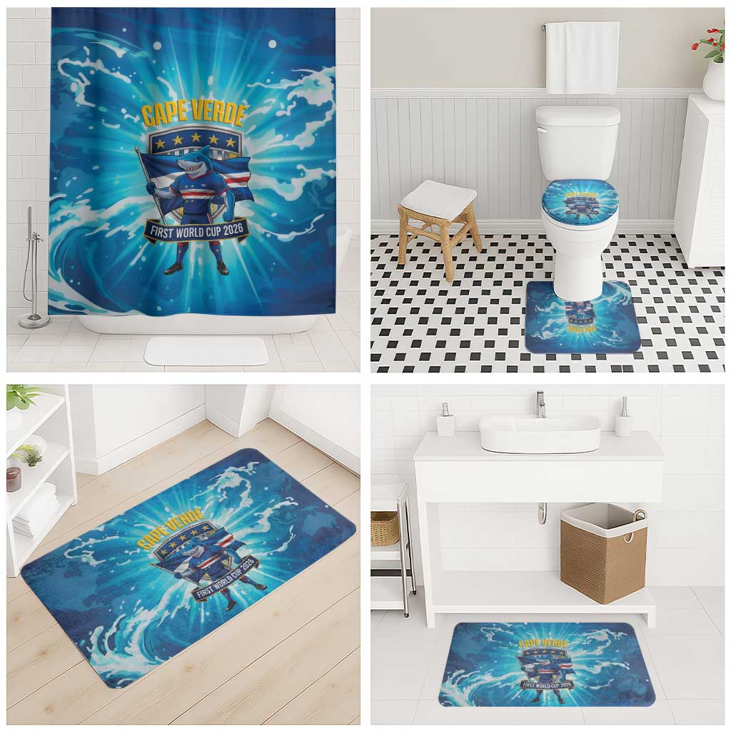 Blue Shark Cape Verde Football Bathroom Set First World Cup 2026