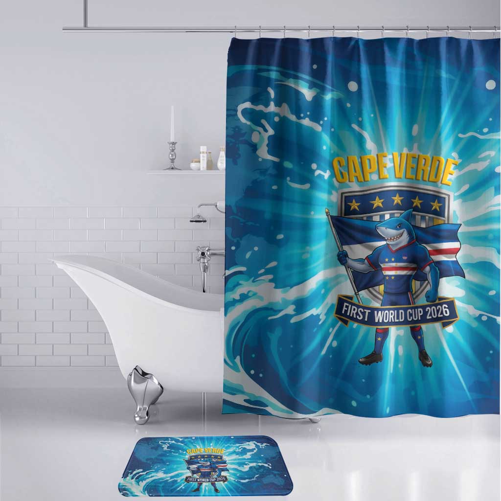 Blue Shark Cape Verde Football Bathroom Set First World Cup 2026