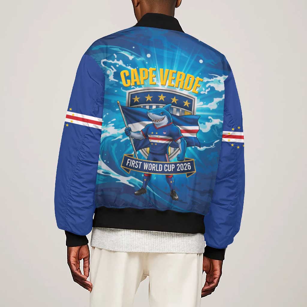 Blue Shark Cape Verde Football Bomber Jacket First World Cup 2026 - African Pride