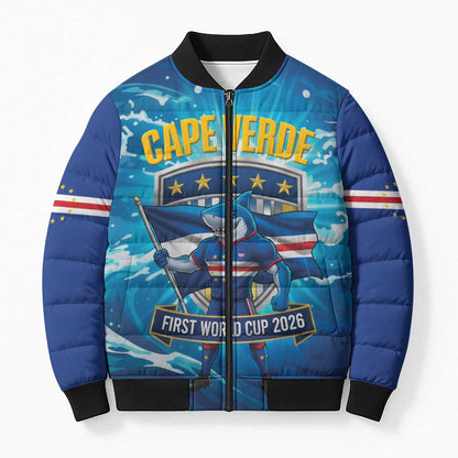 Blue Shark Cape Verde Football Bomber Puffer Jacket First World Cup 2026