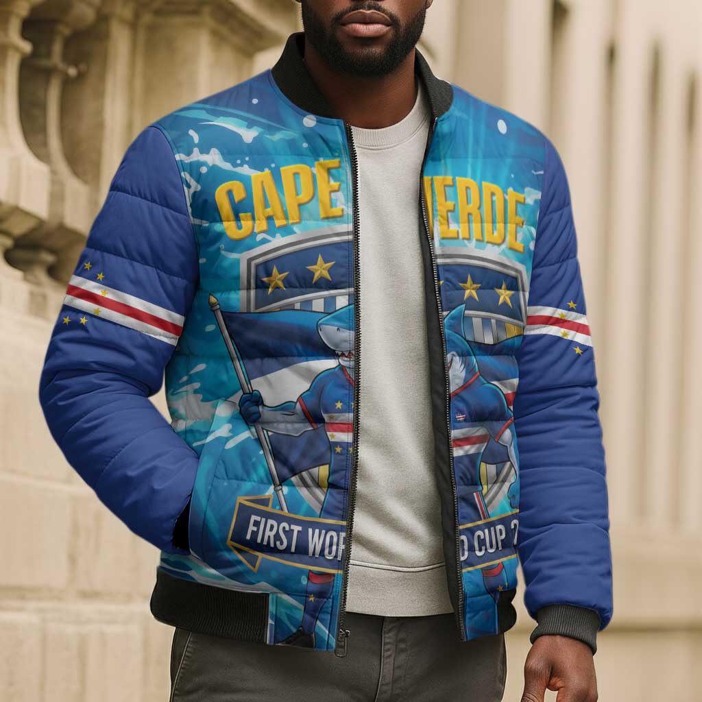 Blue Shark Cape Verde Football Bomber Puffer Jacket First World Cup 2026