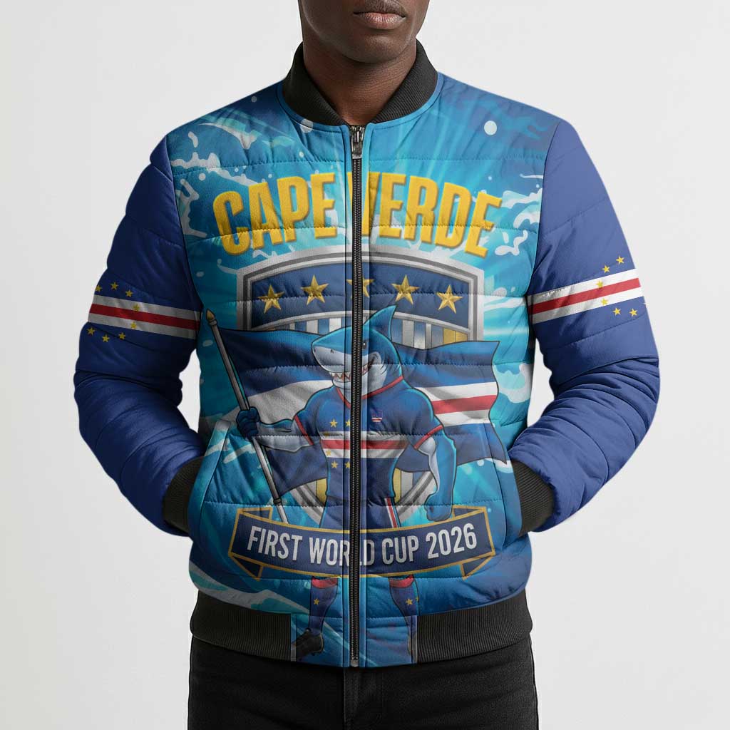 Blue Shark Cape Verde Football Bomber Puffer Jacket First World Cup 2026