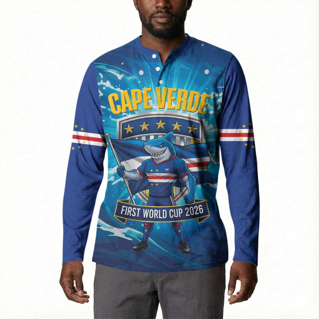 Blue Shark Cape Verde Football Button Sweatshirt First World Cup 2026