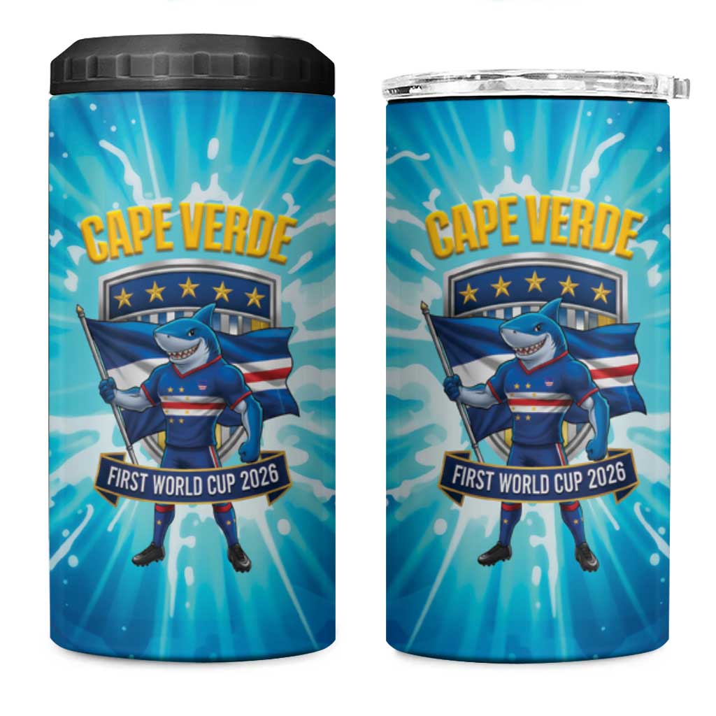 Blue Shark Cape Verde Football 4 in 1 Can Cooler Tumbler First World Cup 2026 - African Pride