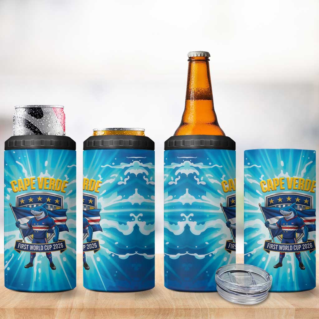 Blue Shark Cape Verde Football 4 in 1 Can Cooler Tumbler First World Cup 2026 - African Pride