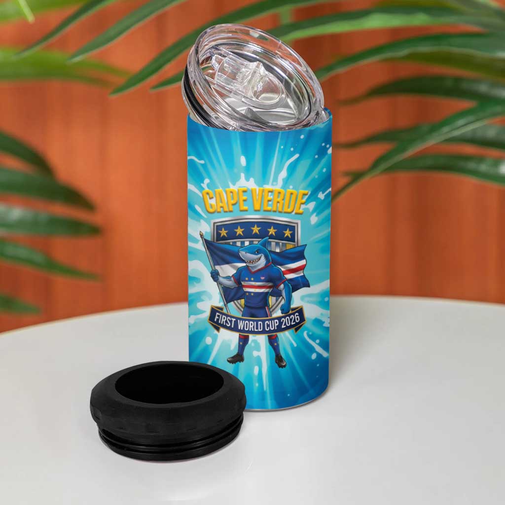 Blue Shark Cape Verde Football 4 in 1 Can Cooler Tumbler First World Cup 2026 - African Pride