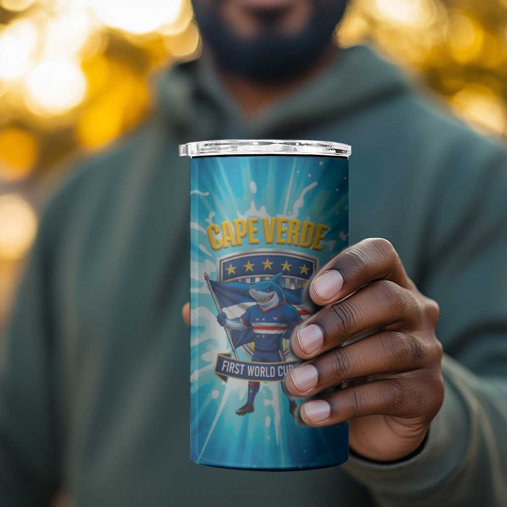 Blue Shark Cape Verde Football 4 in 1 Can Cooler Tumbler First World Cup 2026 - African Pride